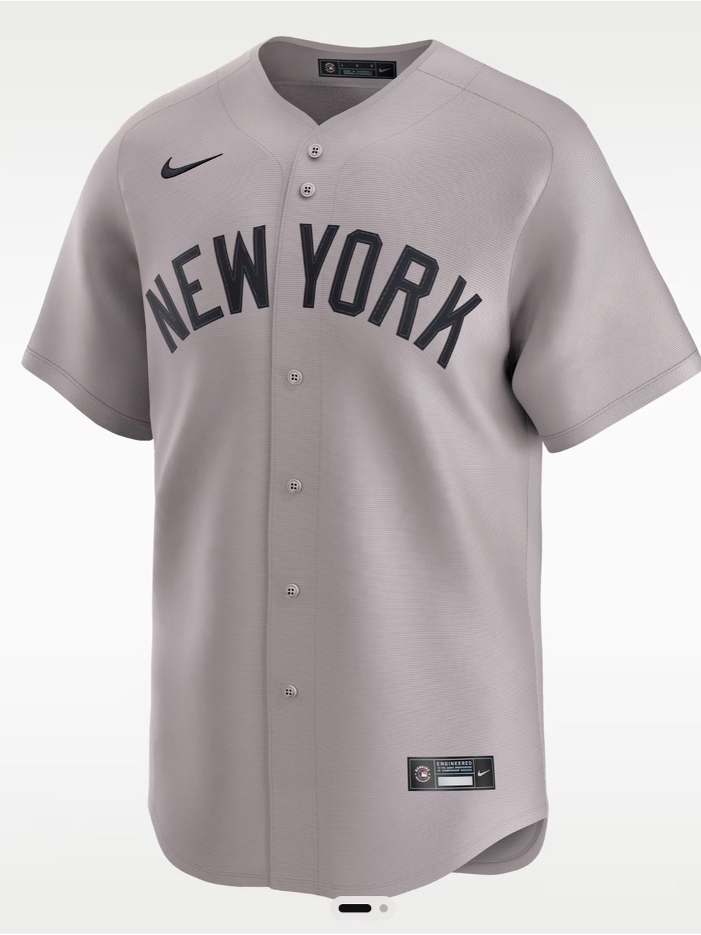 Authentic Nike Gray New York Button-Front Baseball Jersey